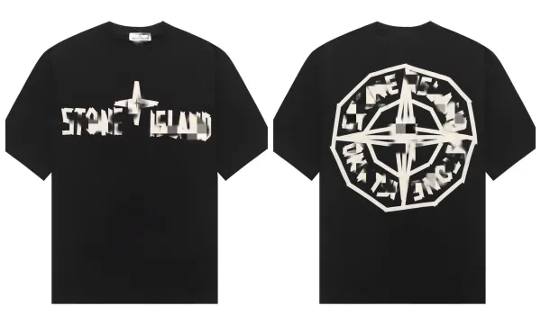 Stone Island Glitch Logo Black T-Shirt - 1
