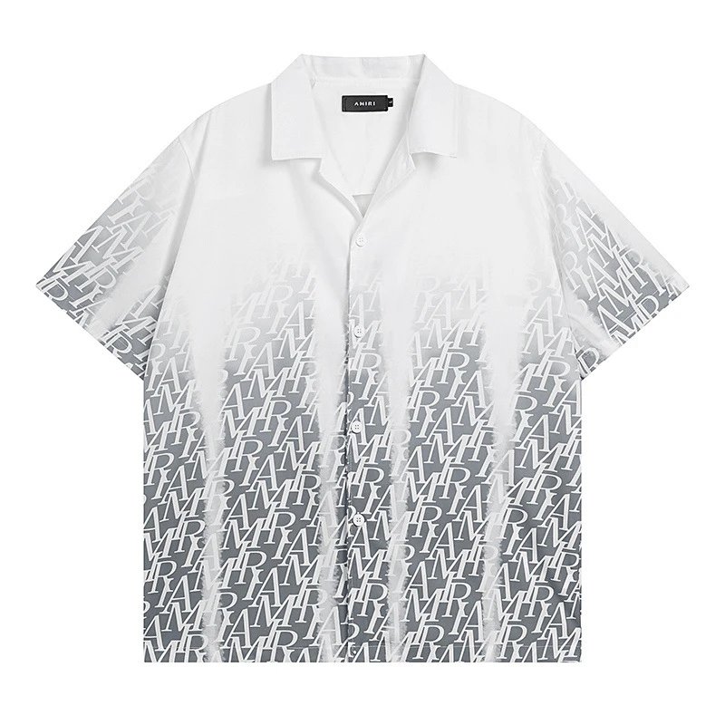 Amiri Monogram Short Sleeve Shirt White Grey Gradient