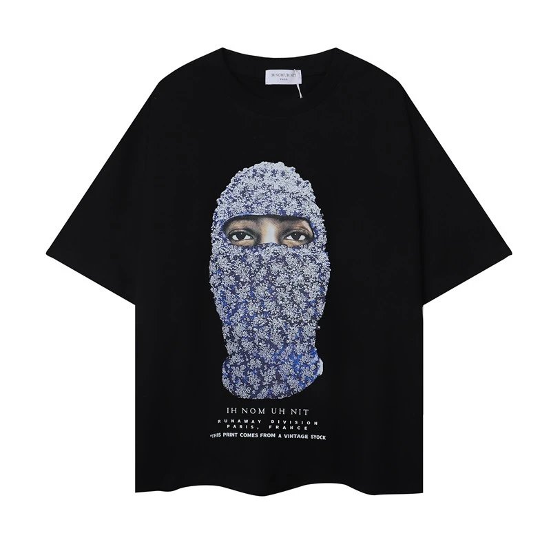 Ih Nom Uh Nit Runaway Division Blue Floral Mask Graphic Tee Black