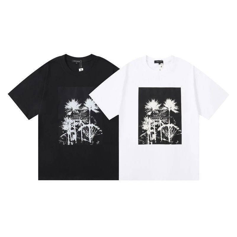 Purple Rain Palm Tree Print White T-Shirt - 33