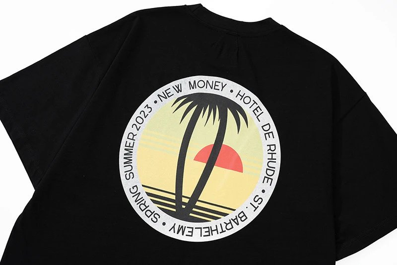 Rhude Palm Racing Graphic T-Shirt Beige - 17
