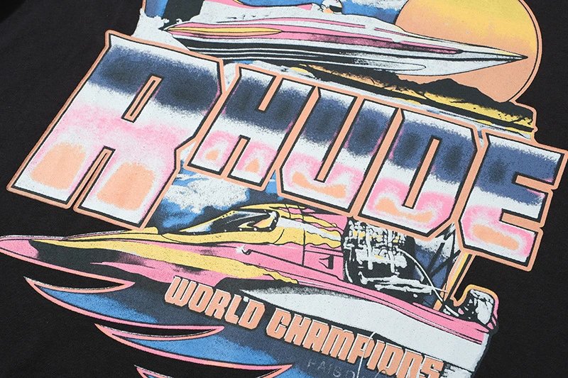 Rhude Palm Racing Graphic T-Shirt Beige - 15