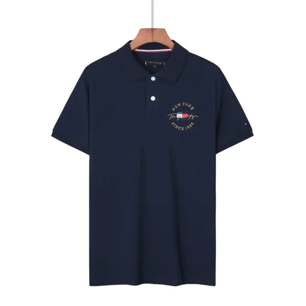 Tommy Hilfiger Embossed Logo Navy Polo - 17