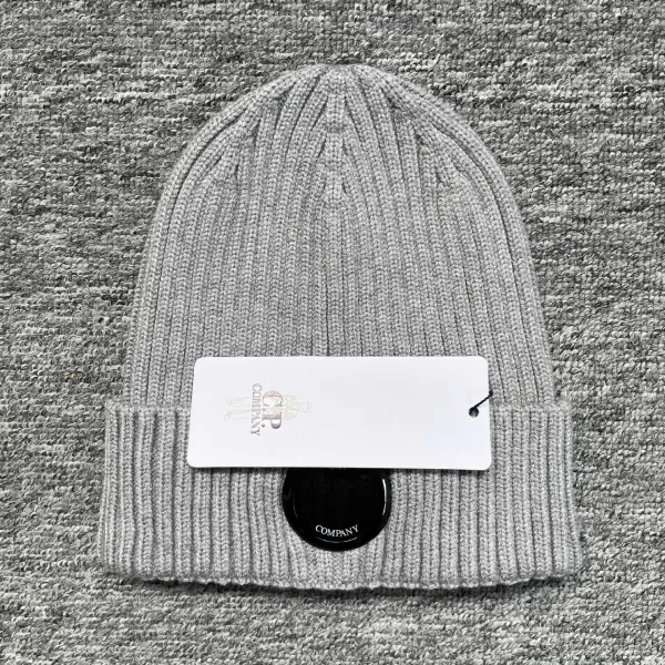 C.P. Company Ribbed Knit Beanie Gray - 14
