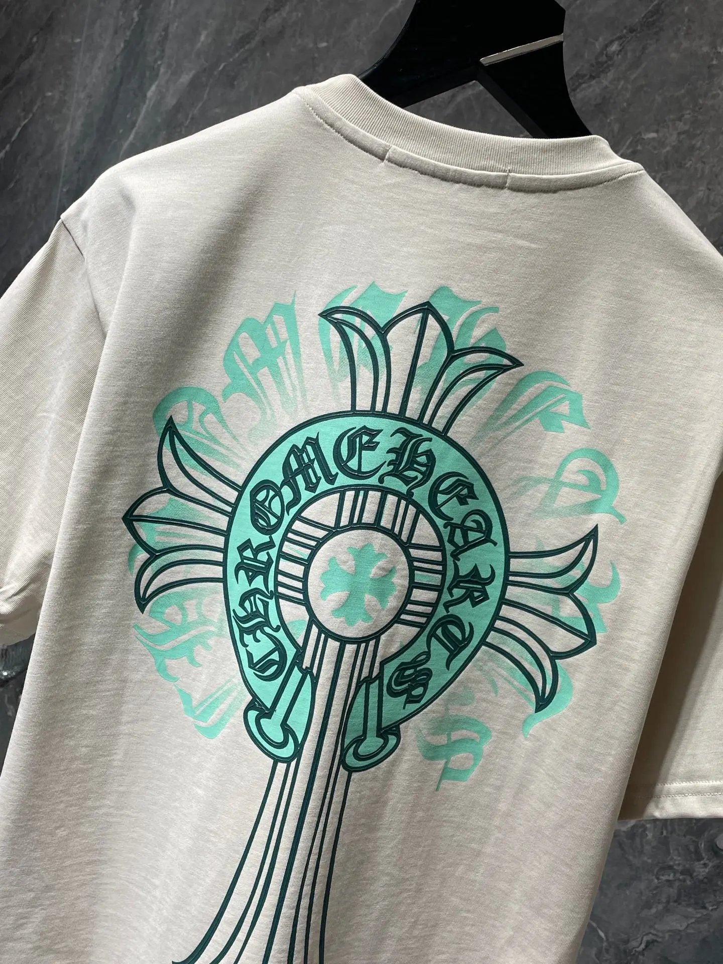 Chrome Hearts Cross Logo Mint Green Print T-Shirt - 28