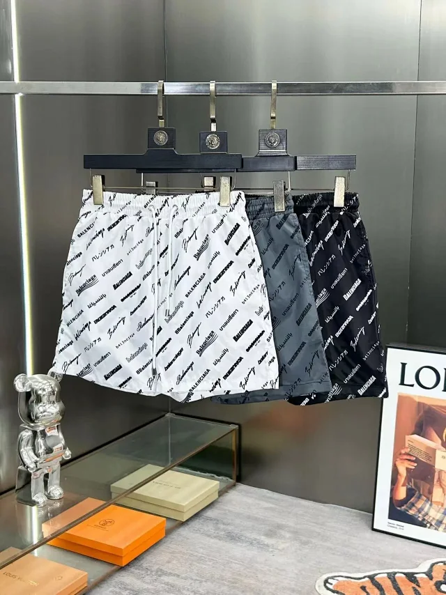 Balenciaga Shorts All-Over Logo Print Drawstring product detail image 2
