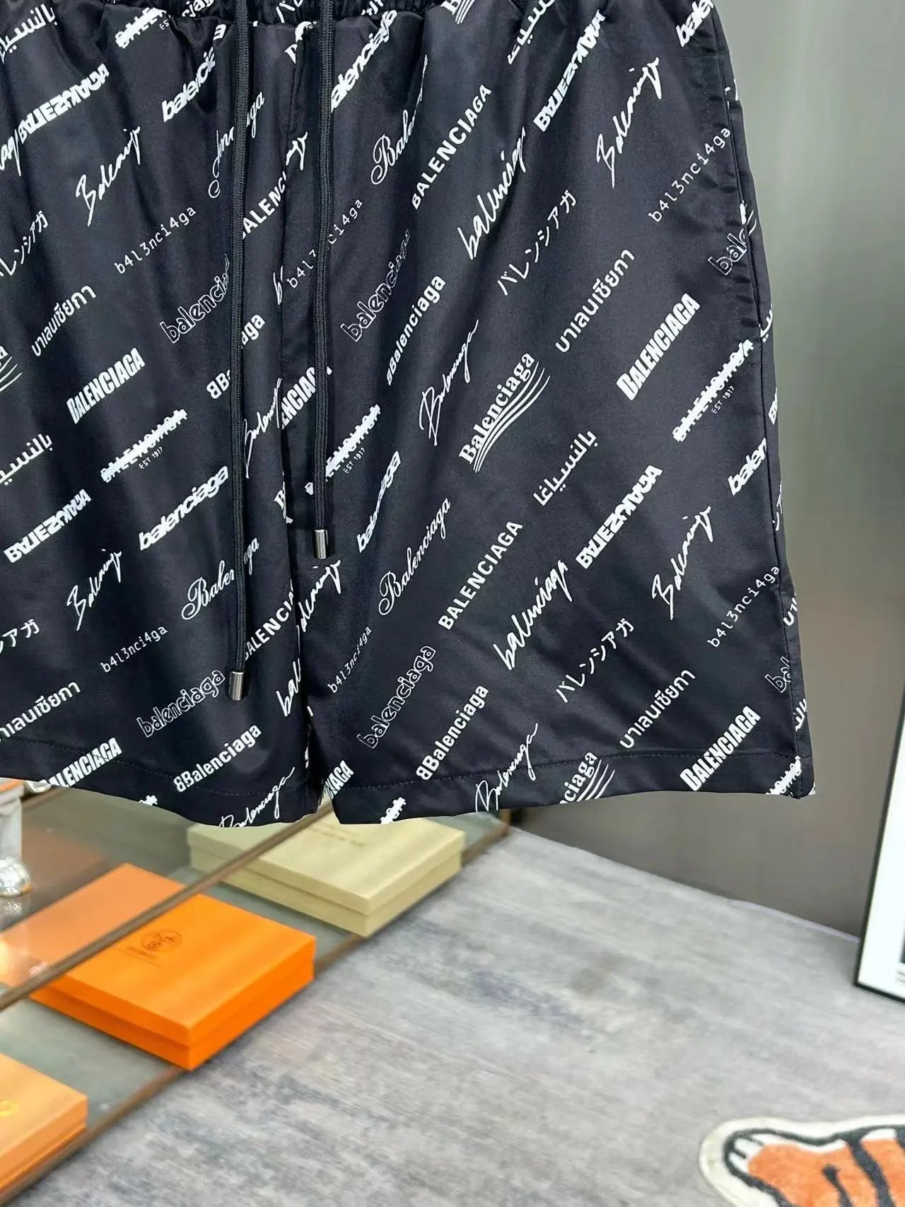 Balenciaga All-Over Logo Print Shorts Black - 18