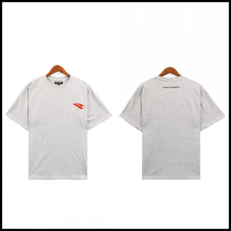 Purple Brand P Logo Tee Heather Grey Red