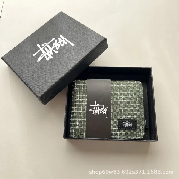 Stüssy Grid Pattern Short Wallet Black - 14