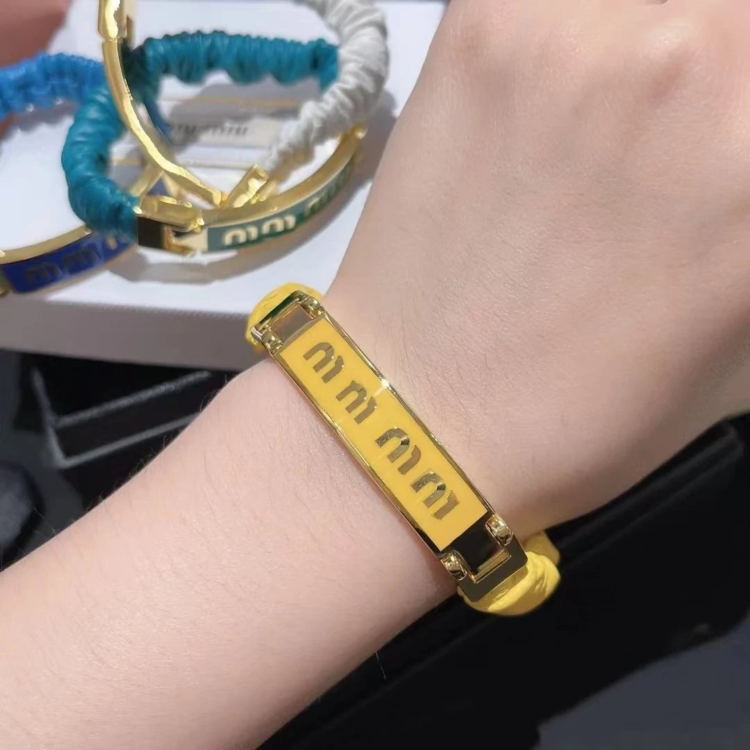 Miu Miu Logo-Plaque Elastic Bracelet Blue - 8