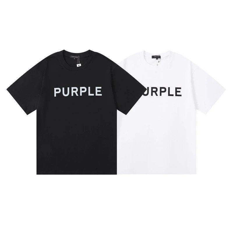 Purple Rain Palm Tree Print White T-Shirt - 27
