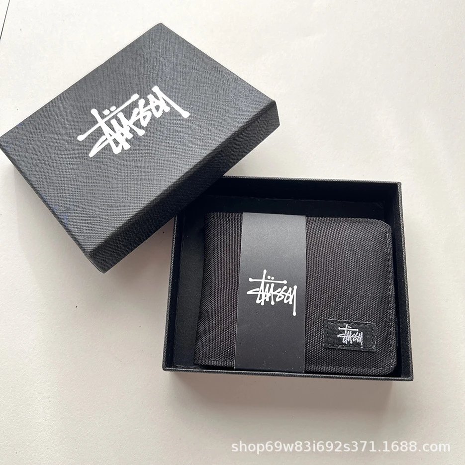 Stussy Grid Canvas Bifold Wallet Tan