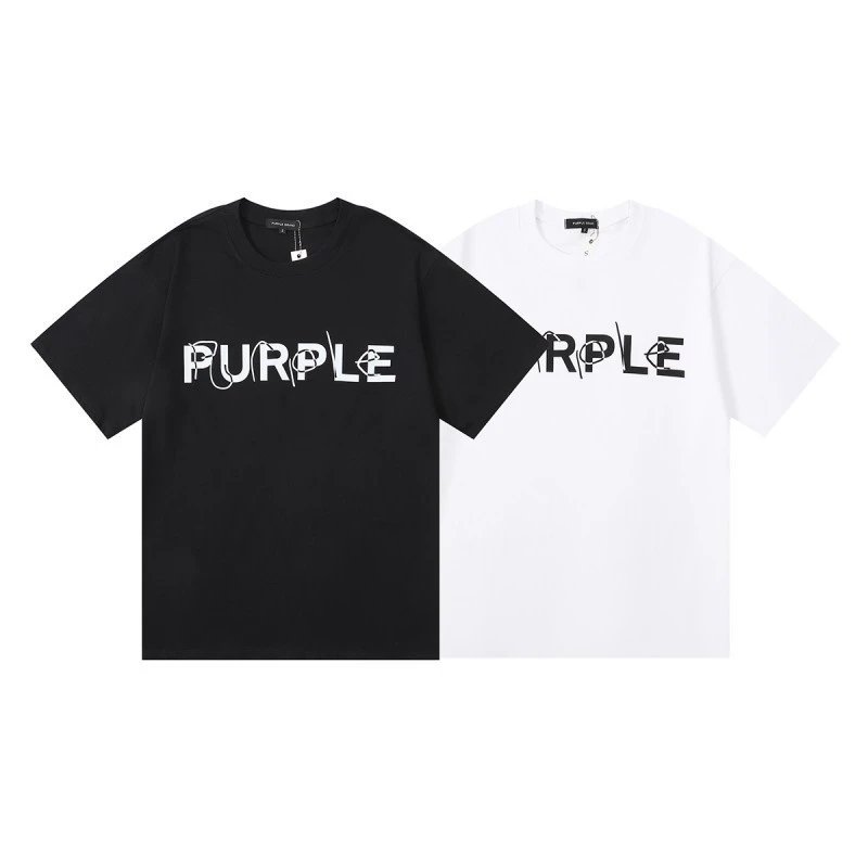 Purple Rain Palm Tree Print White T-Shirt - 37