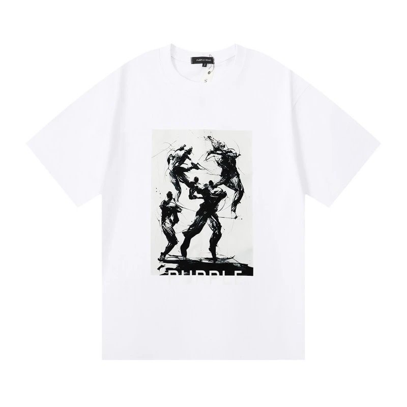 Purple Brand Fighting Figures Graphic Tee White
