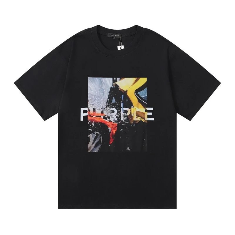 Purple Brand Abstract Photo Logo Tee Black