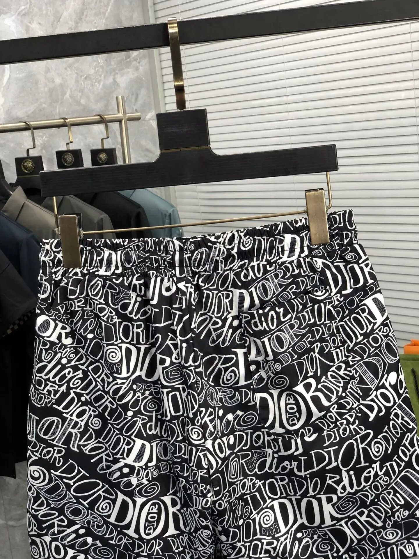 Dior Oblique Monogram Print Navy Blue Shorts - 20