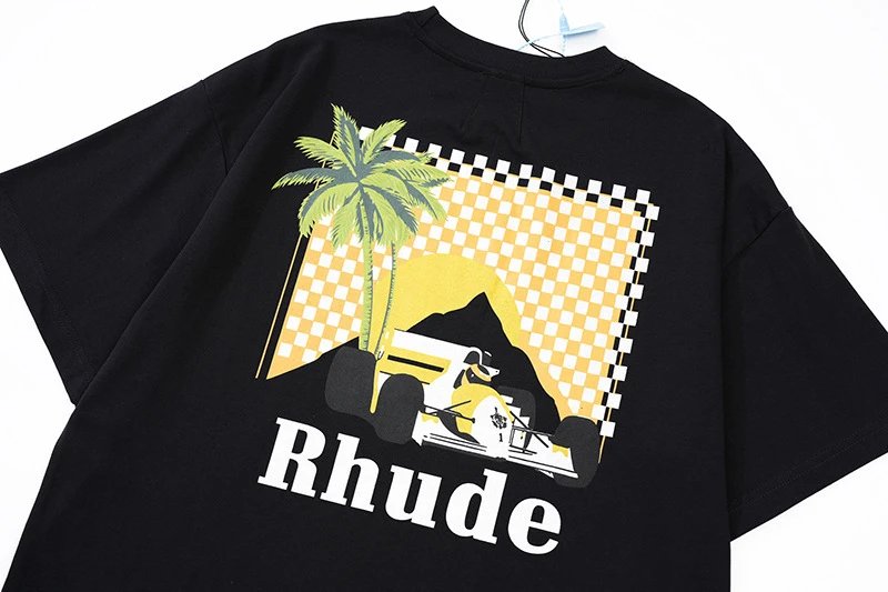 Rhude Palm Racing Graphic T-Shirt Beige - 23
