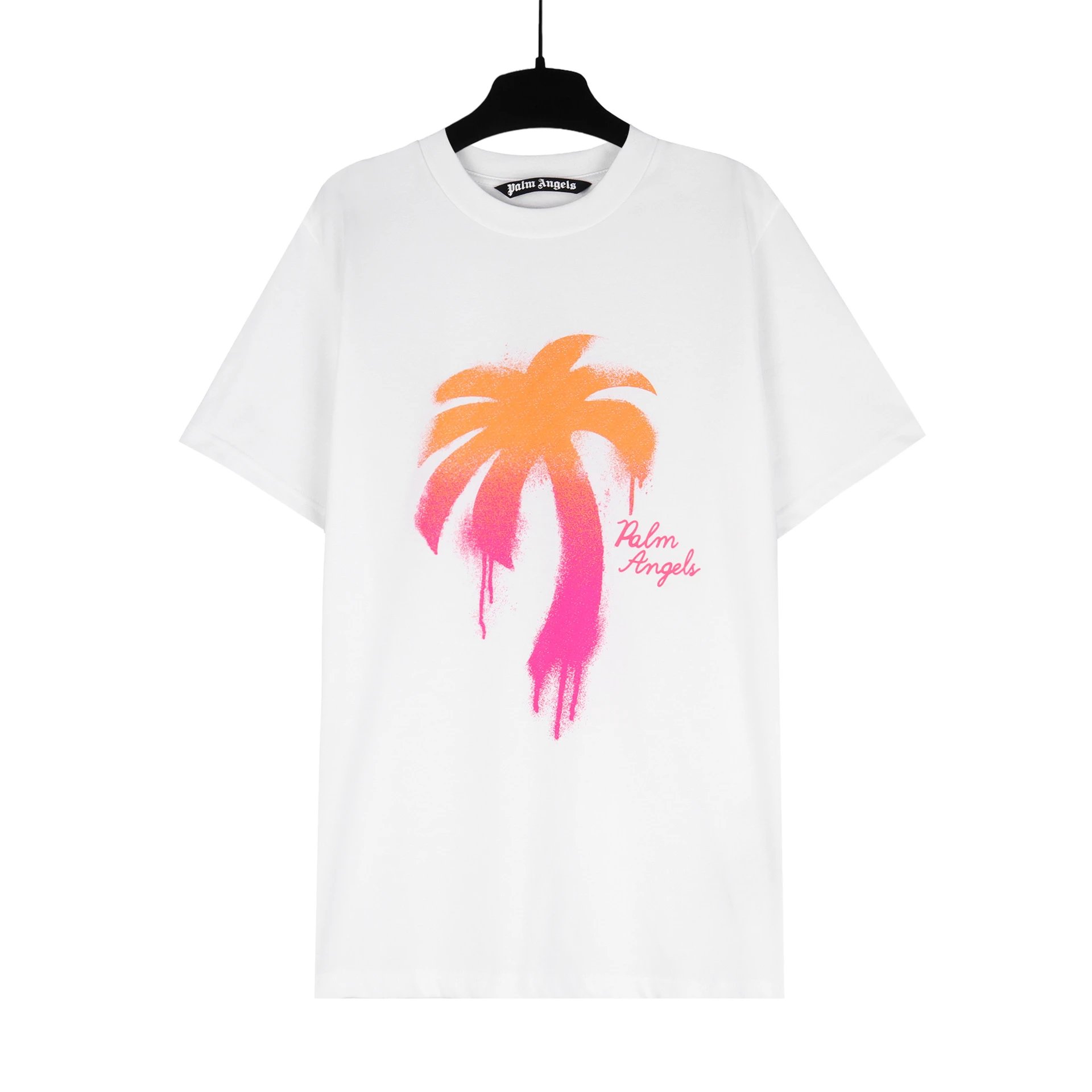 Palm Angels Spray Palm Gradient Tee White Orange Pink