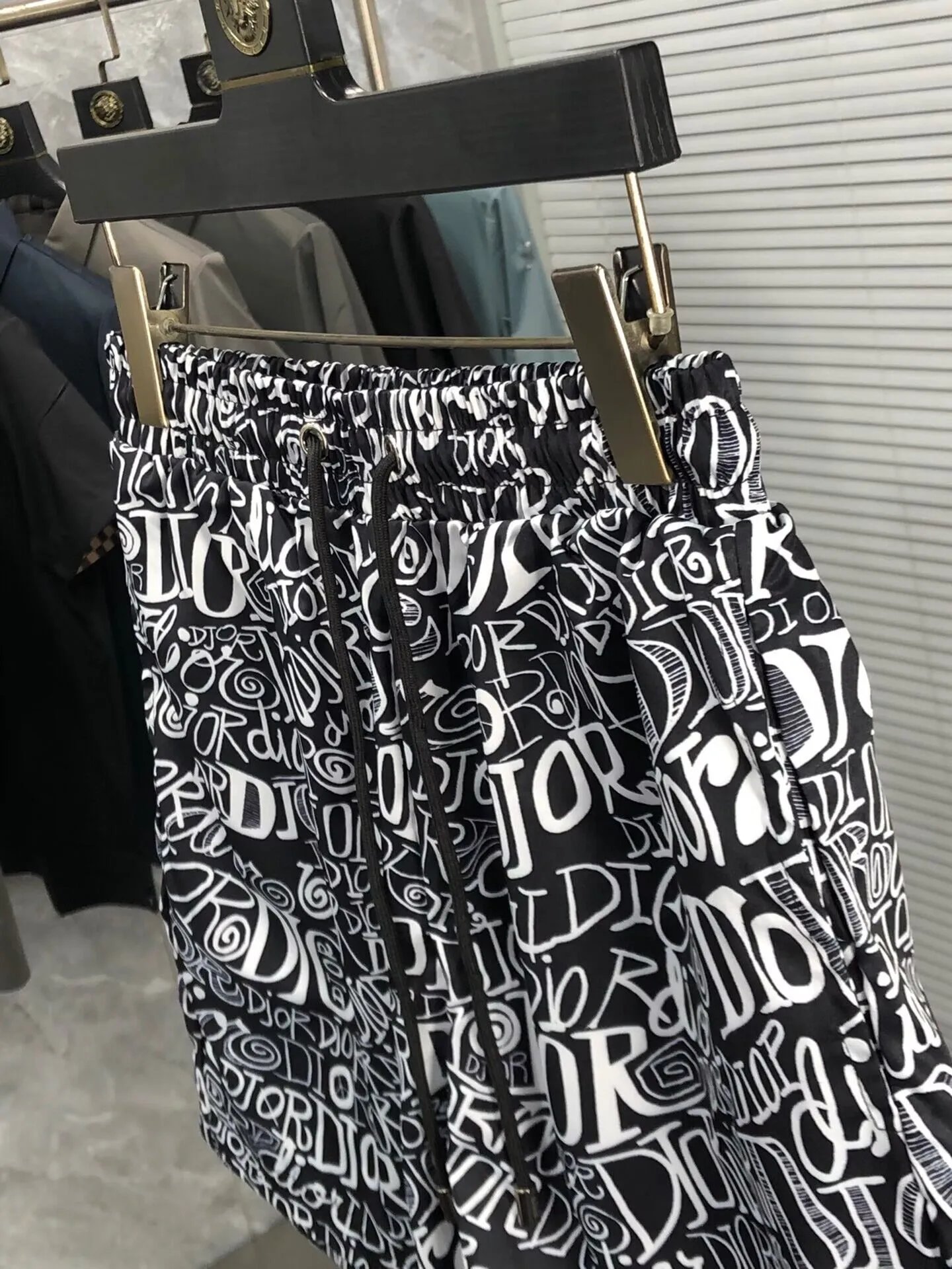 Dior Oblique Monogram Print Navy Blue Shorts - 18
