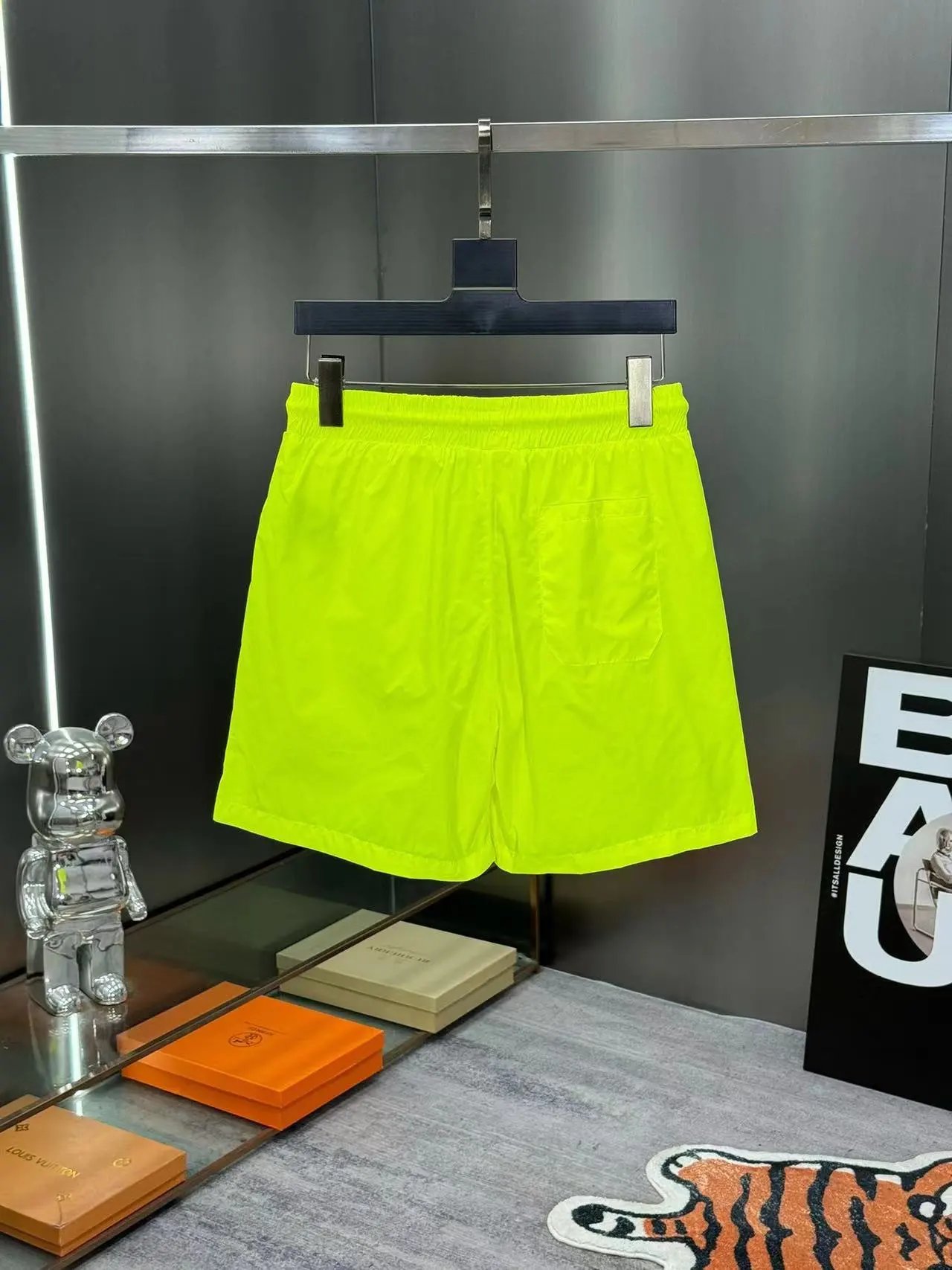 Moncler Logo Print Neon Yellow Swim Shorts Swimwear - 21