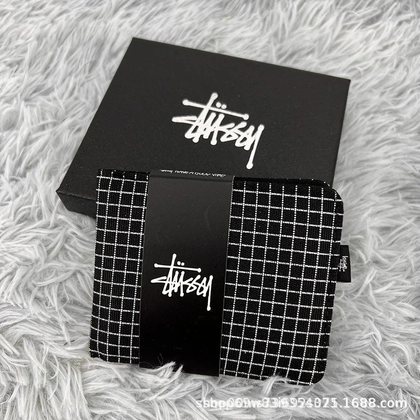 Stüssy Grid Pattern Short Wallet Black - 7