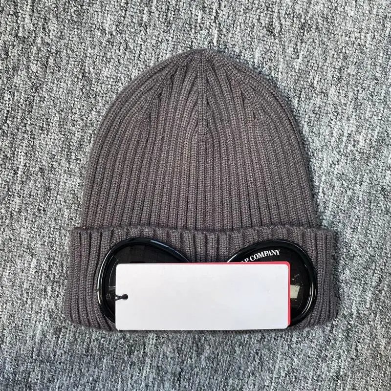 CP Company Goggle Ribbed Knit Beanie Dark Grey
