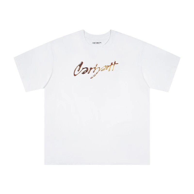 Carhartt WIP Script Logo Tee White Brown Gold