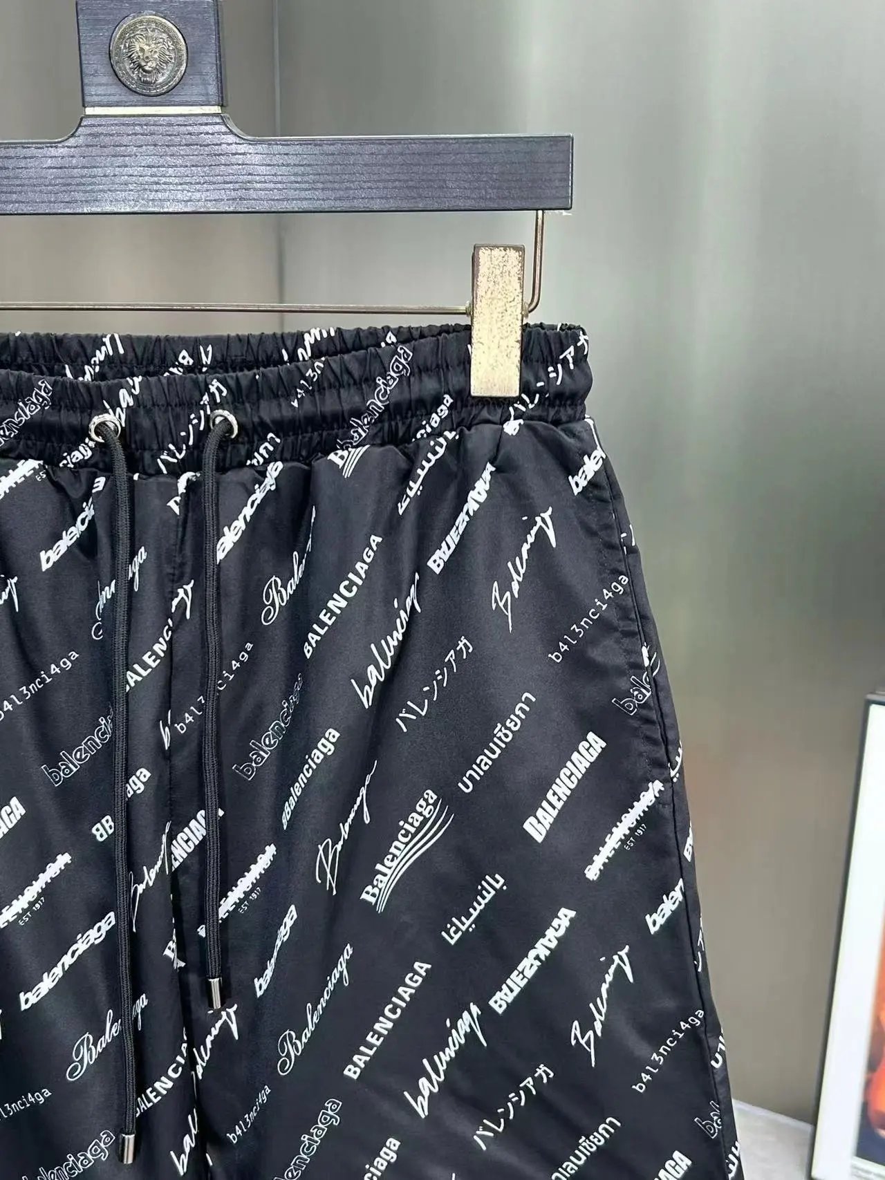 Balenciaga All-Over Logo Print Shorts Black - 21