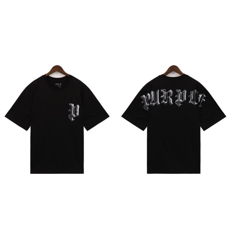 Purple Brand Old English Metallic Logo Tee Black
