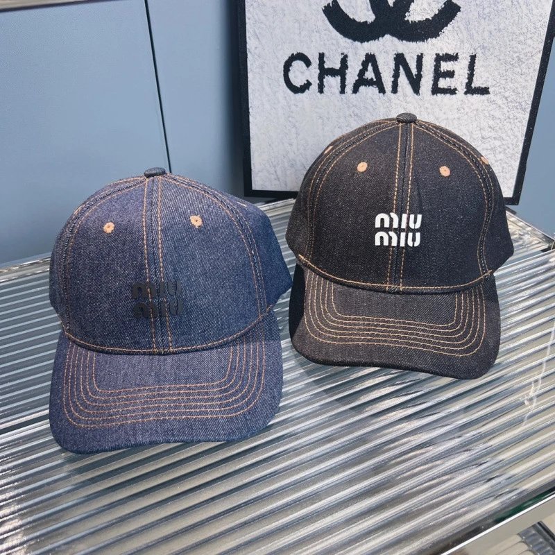 Miu Hats Denim Logo Baseball Cap image 3