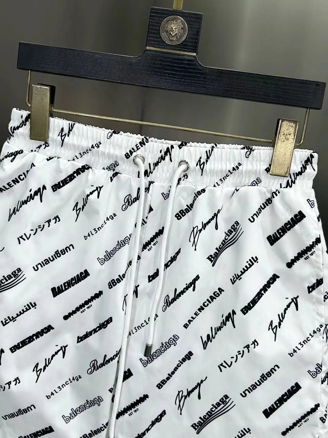 Balenciaga All-Over Logo Print Shorts Black - 8