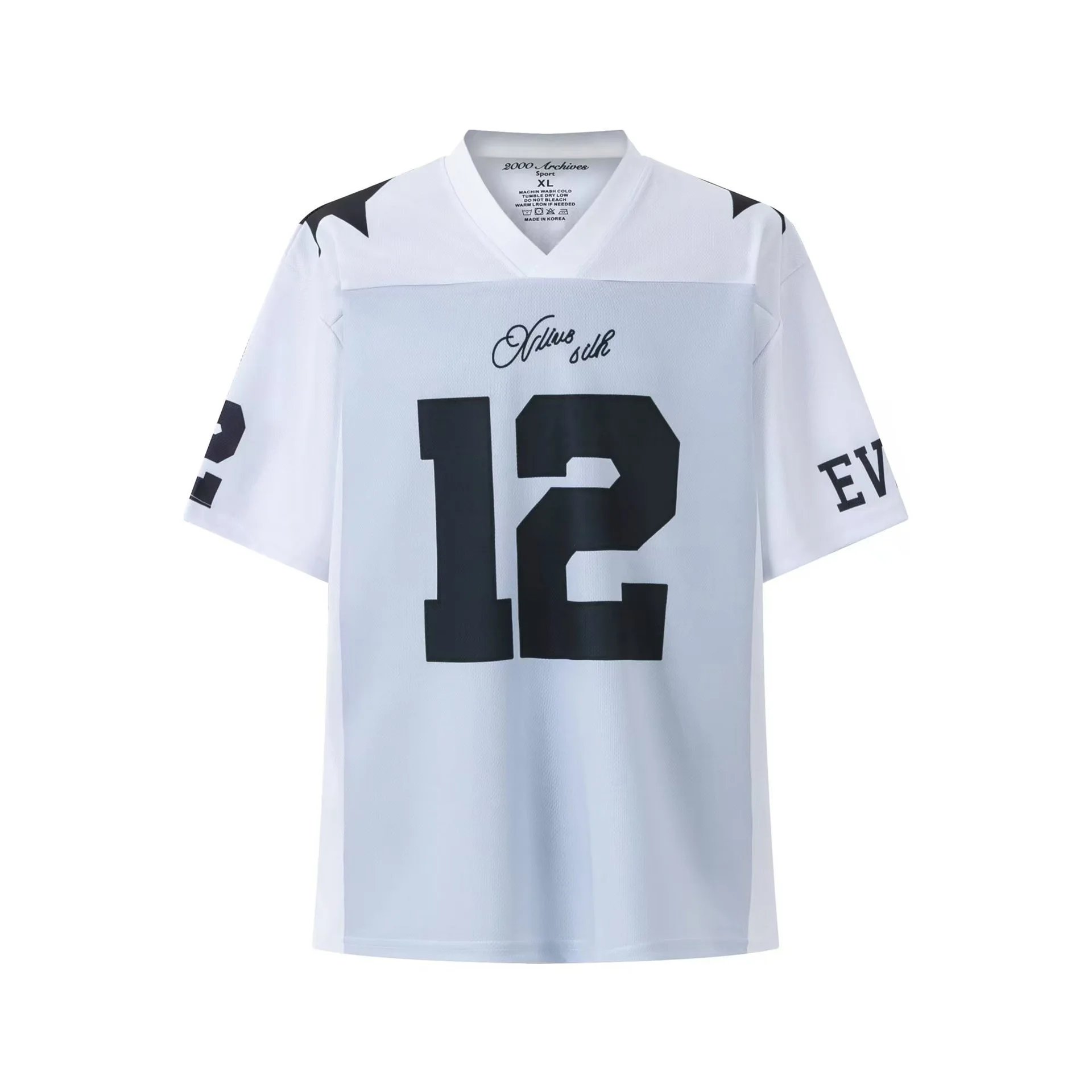 2000 Archives Sport x Nilus Silk Football Jersey #12 White/Black 'EV'