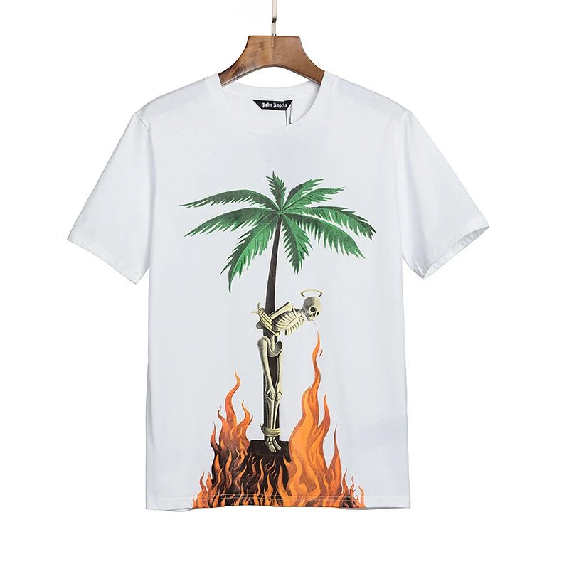 Palm Angels Skeleton Palm Flame Tee White