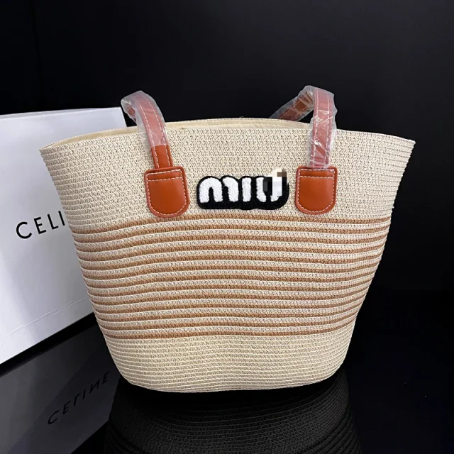 Unbranded Shoulder Bags Striped Straw Tote product detail image 17