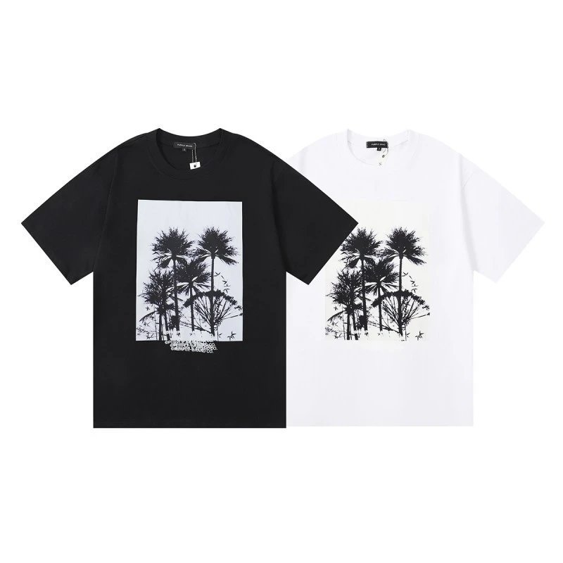 Purple Rain Palm Tree Print White T-Shirt - 30