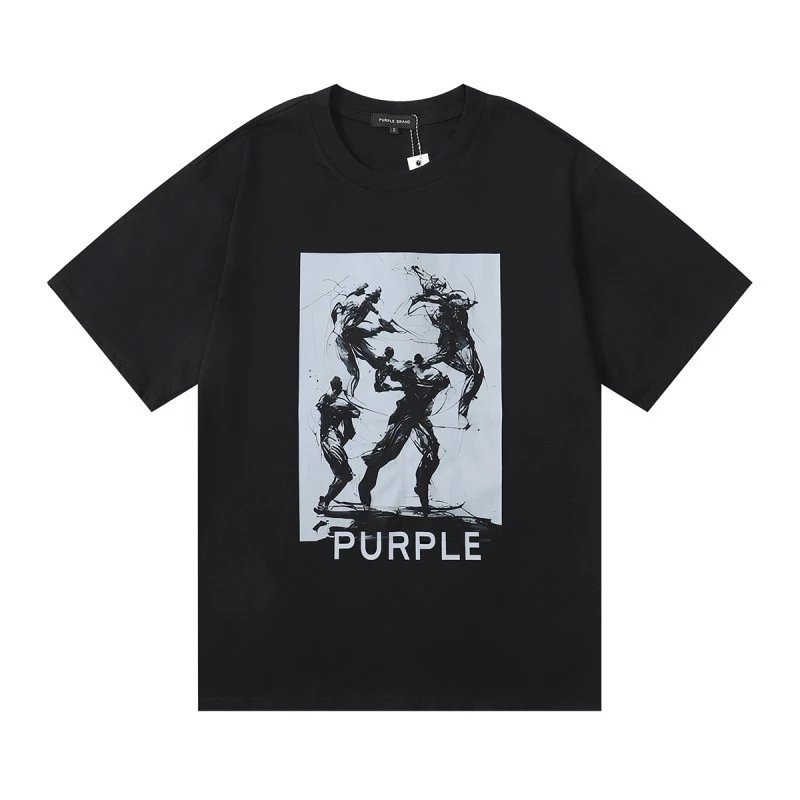 Purple Brand Fighting Figures Graphic Tee Black