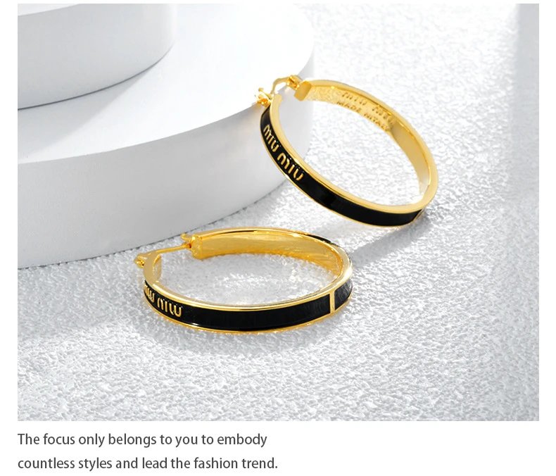 Miu Miu Enamel Hoop Earrings Burgundy Gold Jewelry - 6