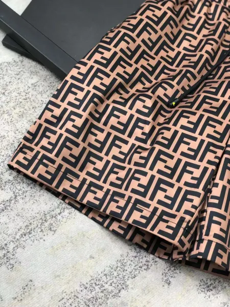 Fendi FF Logo Print Beige Shorts - 5