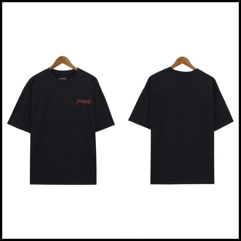 Purple Brand Script Embroidered Tee Black Red
