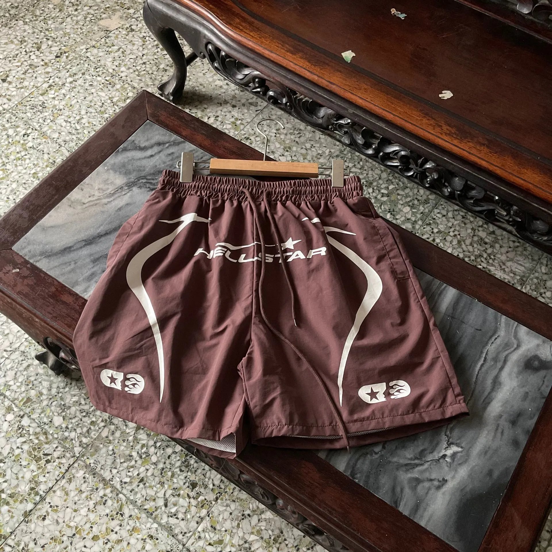 Hellstar Sports Nylon Shorts Brown
