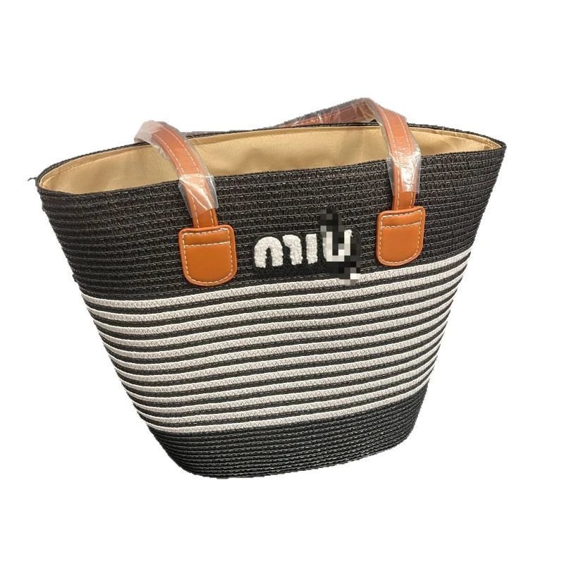 Unbranded Shoulder Bags Striped Straw Tote image 5