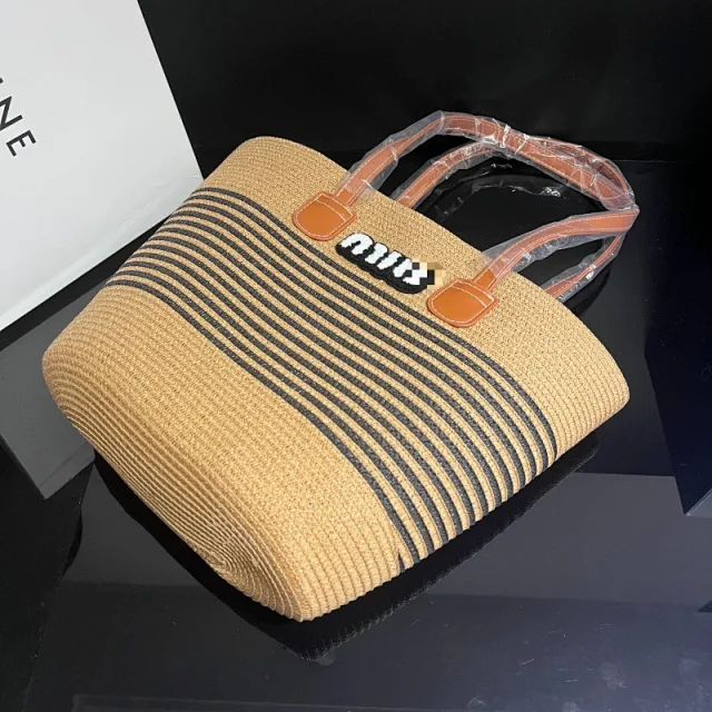 Unbranded Shoulder Bags Striped Straw Tote product detail image 6