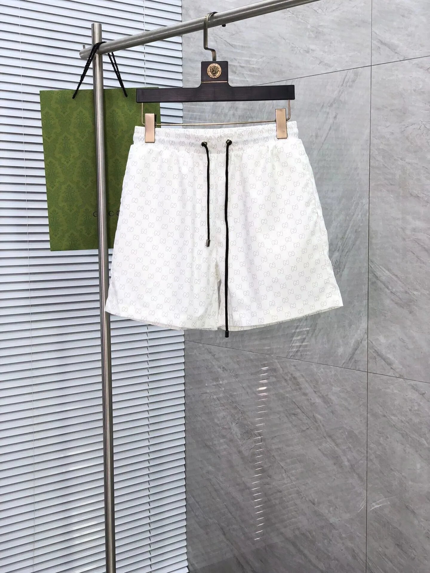 Gucci GG Monogram Print Drawstring Waist Shorts Black - 6