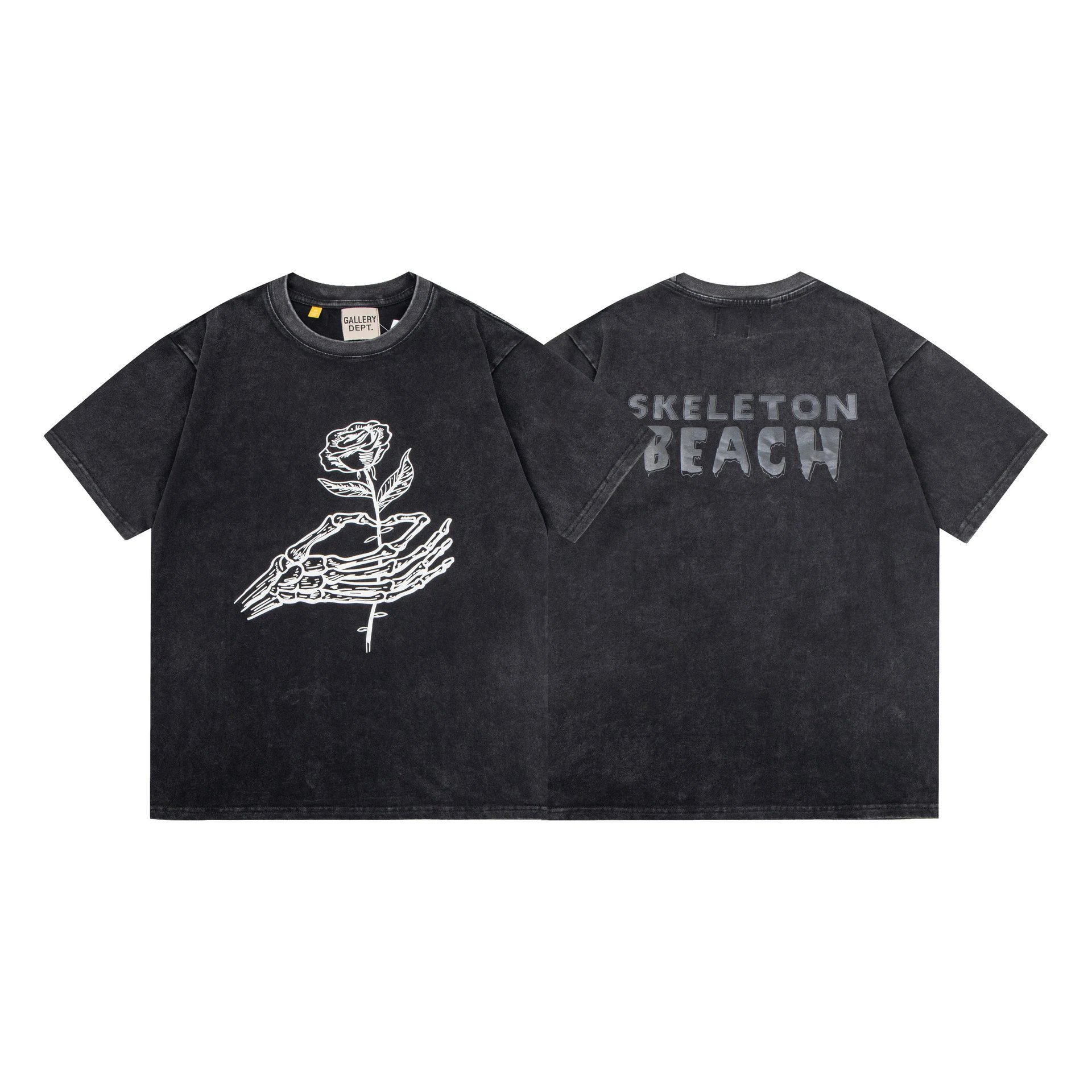 DX23 Washed Distressed Short-Sleeve Streetwear Graffiti T-Shirt