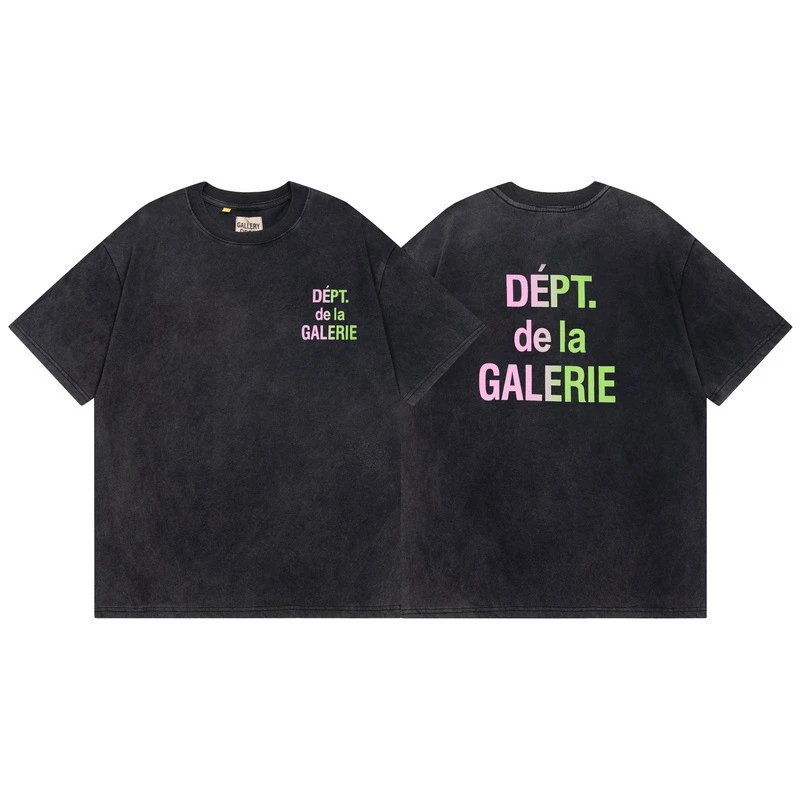 Gallery Dept Dept de la Galerie Pink Green Washed Tee Black