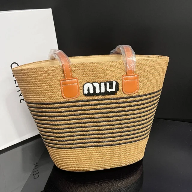 Unbranded Shoulder Bags Striped Straw Tote product detail image 4