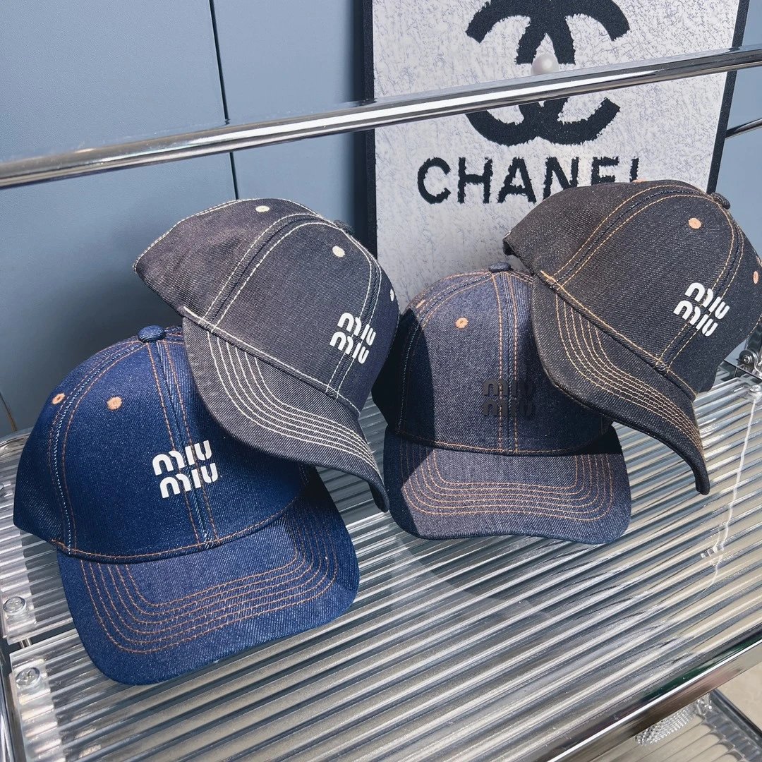 Miu Miu Denim Baseball Cap Navy Hats - 2