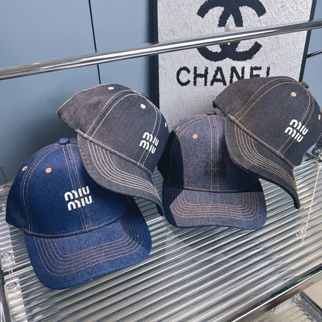 Miu Hats Denim Logo Baseball Cap product detail image 1