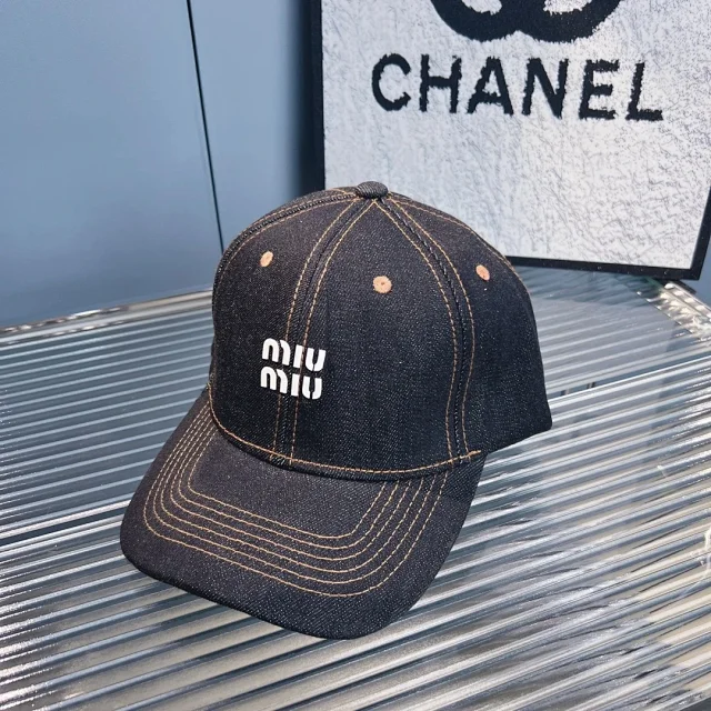 Miu Hats Denim Logo Baseball Cap product detail image 6