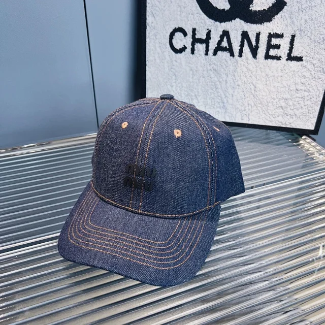 Miu Hats Denim Logo Baseball Cap product detail image 5